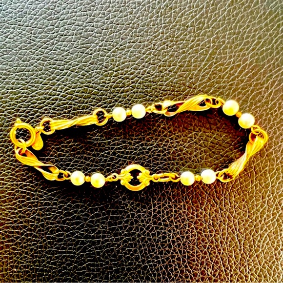 AMCO 1/20 14k Gold Filled Bracelet Vintage Faux Pearls - Picture 5 of 10